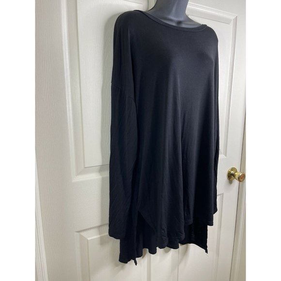 Shein Curve Top Womens Plus Size 3XL Solid Black Long Sleeve Hi Lo Shirt - Picture 6 of 9